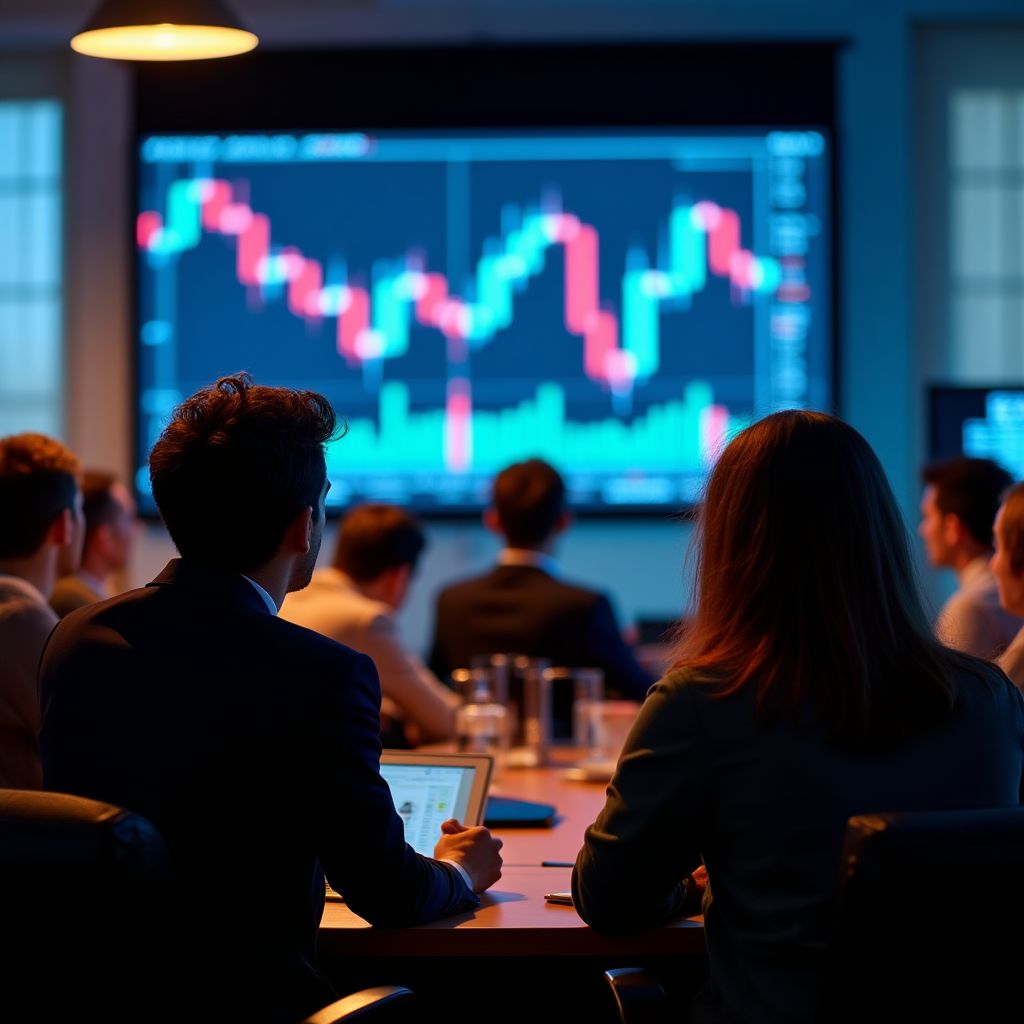 Un taller de trading en vivo con estudiantes atentos